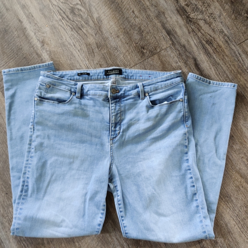 Light-Wash Talbots Slim Ankle Jeans